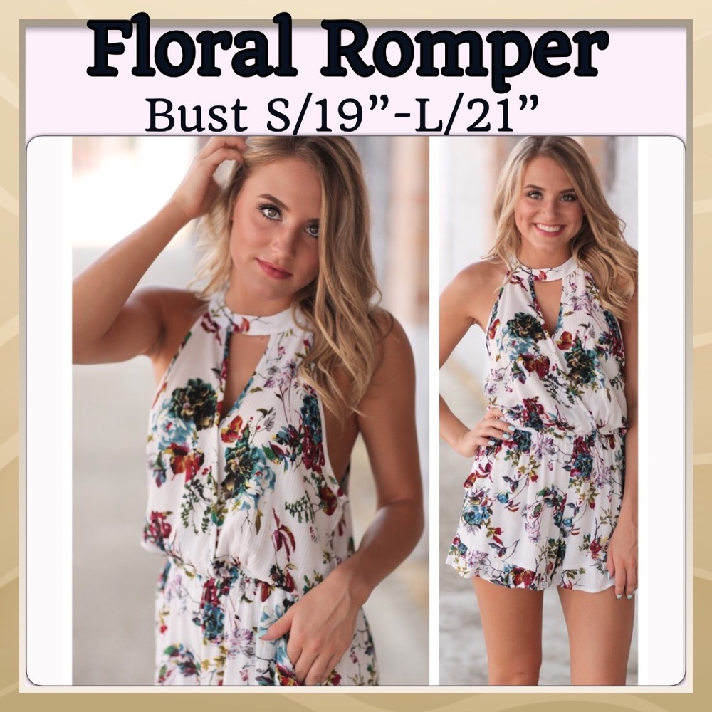 🐣🆕FLORAL ROMPER, (M), 🌺Beautiful Colors! - Picture 2 of 5